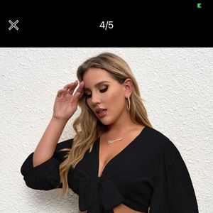 SHEIN BISHOP SLEEVE TIE FRONT TOP 2XL